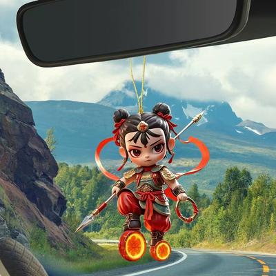 2D akrylový roztomilý kreslený přívěsek na auto, zpětné zrcátko, ozdoba na přívěsek do auta, dekorace do interiéru auta, vánoční stromeček, přívěsek, taška, přívěsek