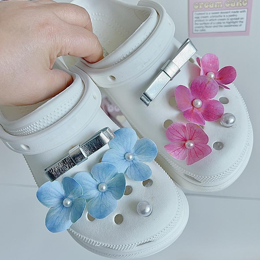 Mode Kwastje Bloem Vlinder Parel Schoen Gesp DIY Klomp Charms Decoraties Mode Accessoires voor Sportsandalen Jelly Schoenen gray
