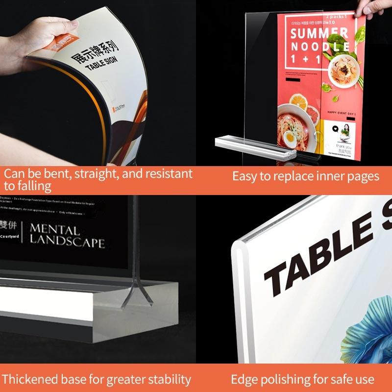 1PC Acrylic Sign Holder A4/A5/A6 Desk Display Stand Price Label Display Rack Menu Stand Holder Restaurant