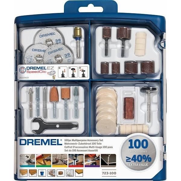 Coffret de 100 accessoires dremel - multi-usage