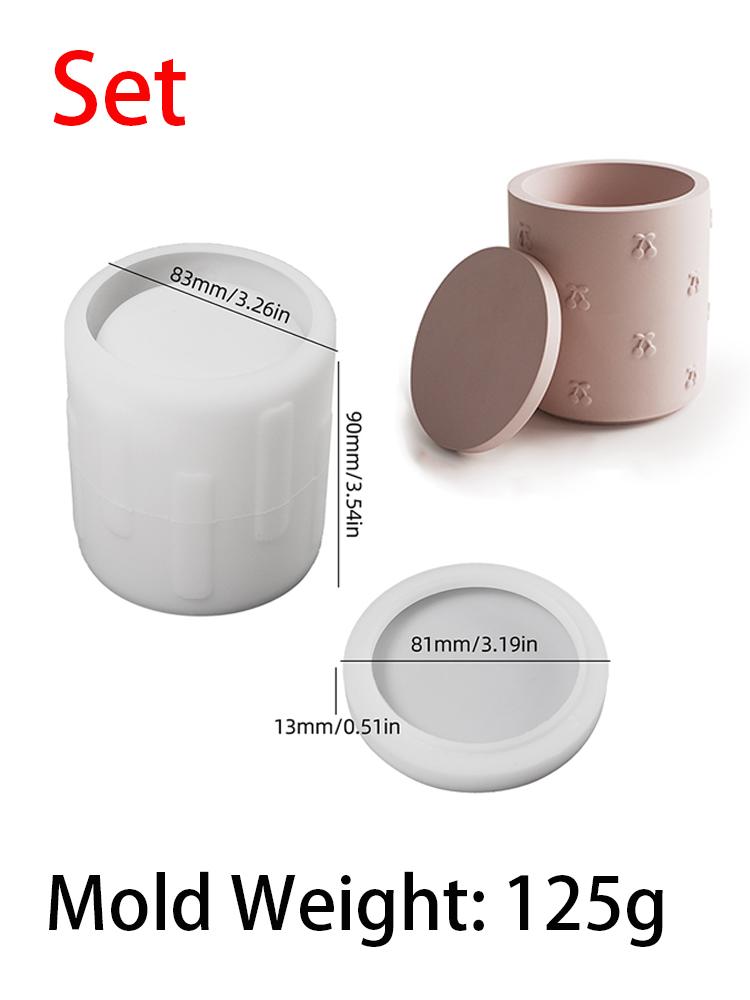 With Lid Jewelry Storage Box Silicone Mold DIY Cherrys Heart Candle Jar Casting Molds Plaster Resin Flowerpot Crafts Making Kit
