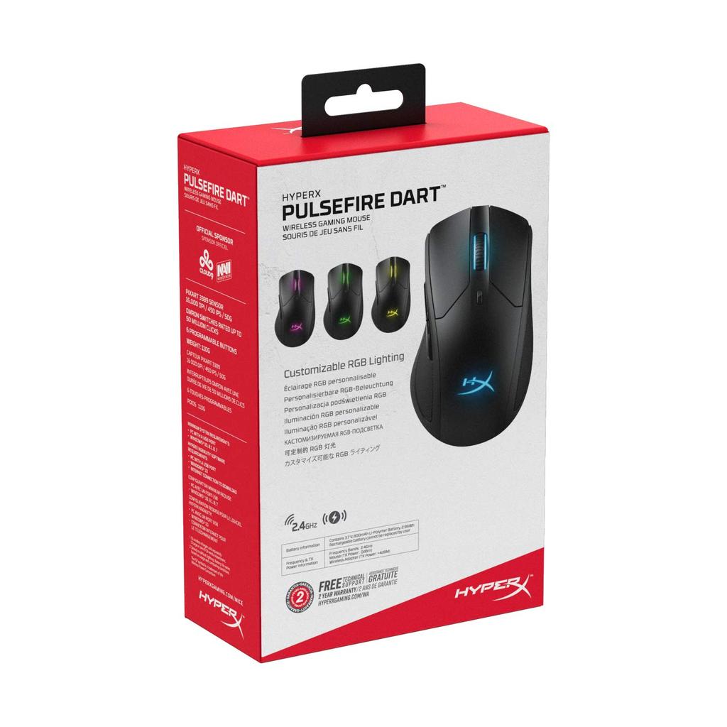 HyperX Pulsefire Dart RGB Wireless Gaming Mouse, Qi Compatible, for Gamers, 2-Year Warranty, HX-MC006B (4P5Q4AA)
