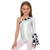 Costume Cowgirl pour Filles Manches Longues Évasées à Gauche Combinaison Métallique Patchwork à Franges Boutons Pression
