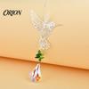 Hummingbird Suncatcher Hanging Metal Suncatcher, Faux Crystal Prisms Window Natural Light Reflector Rainbow Maker Ornament for Garden, Home