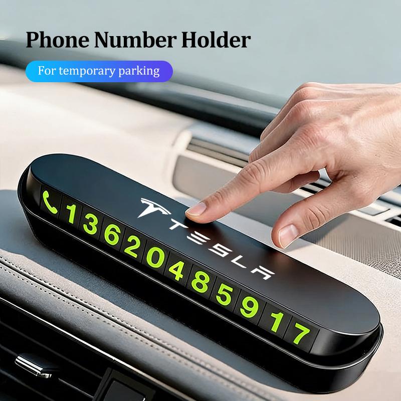 Car Temporary Parking Card Auto Emblem Phone Number Card Plate Sticker For Tesla Model Y Model 3 Model S Model X Roadster SpaceX