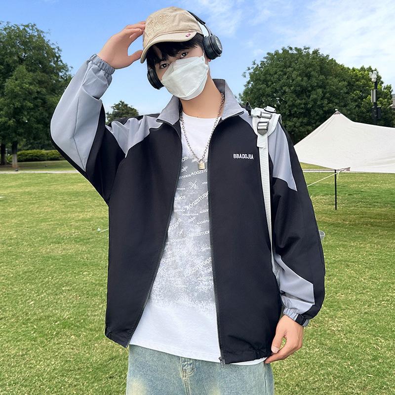 Jacket men's spring and autumn ins trendy brand loose lapel jacket teen student thin tooling trench coat jacket