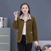 Women's Spring/Fall Plaid Patchwork Collar Corduroy Jacket Youthful-Looking Top for Mothers and Older Women