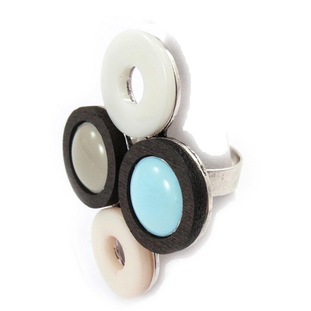 NOA [K0247] - Designerring 'Bora Bora' blau beige