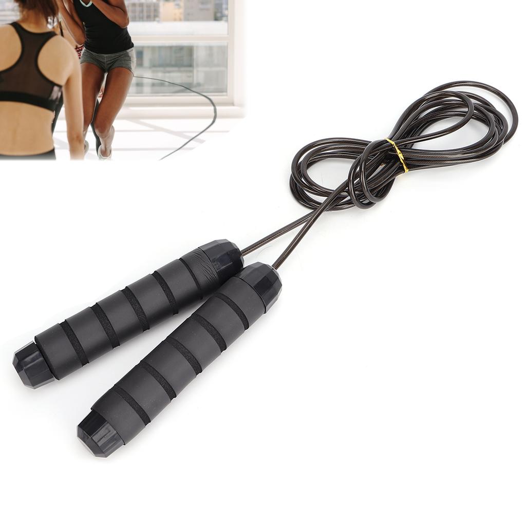 Speed Jumping Rope Anti Skid Handle Adjustable Length Thickened Fitness Jump Rope Black
