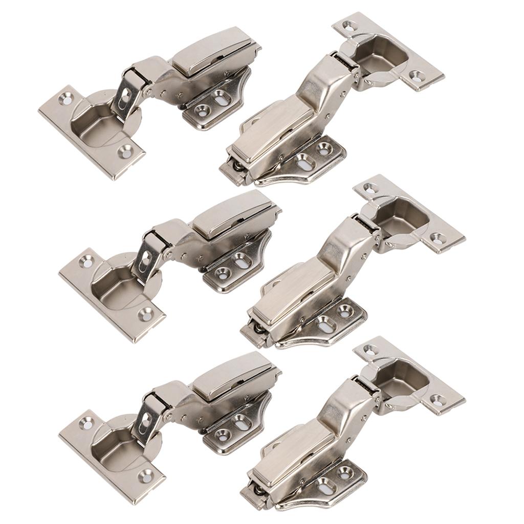 3 Sets Hinges for Office 2Stage Hydraulic NickelPlated 4Hole Large Bend A2202C