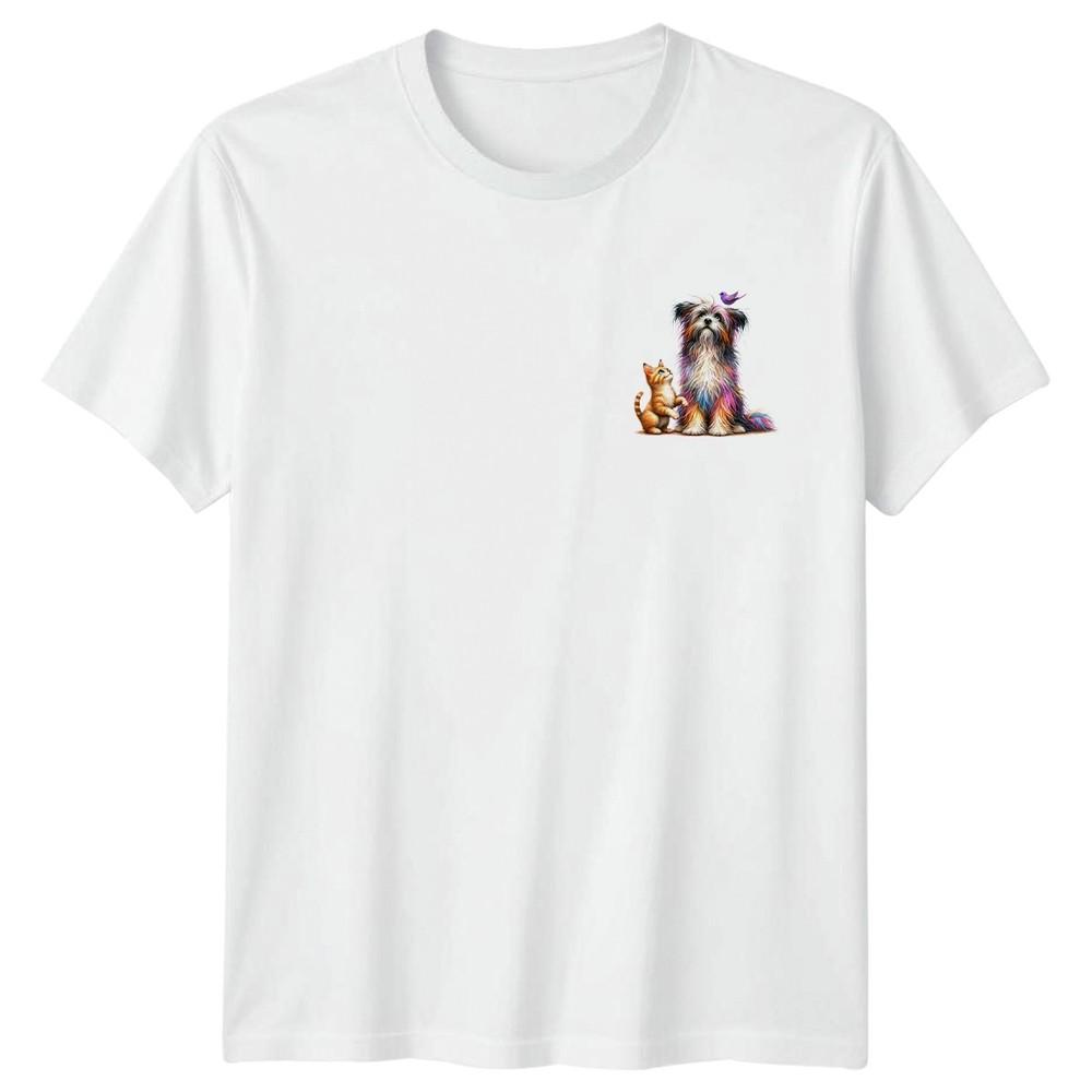 Colorful Pets Shaggy Dog Kitten Animals Companion Pets Unisexs TShirt Unisexs Tee S