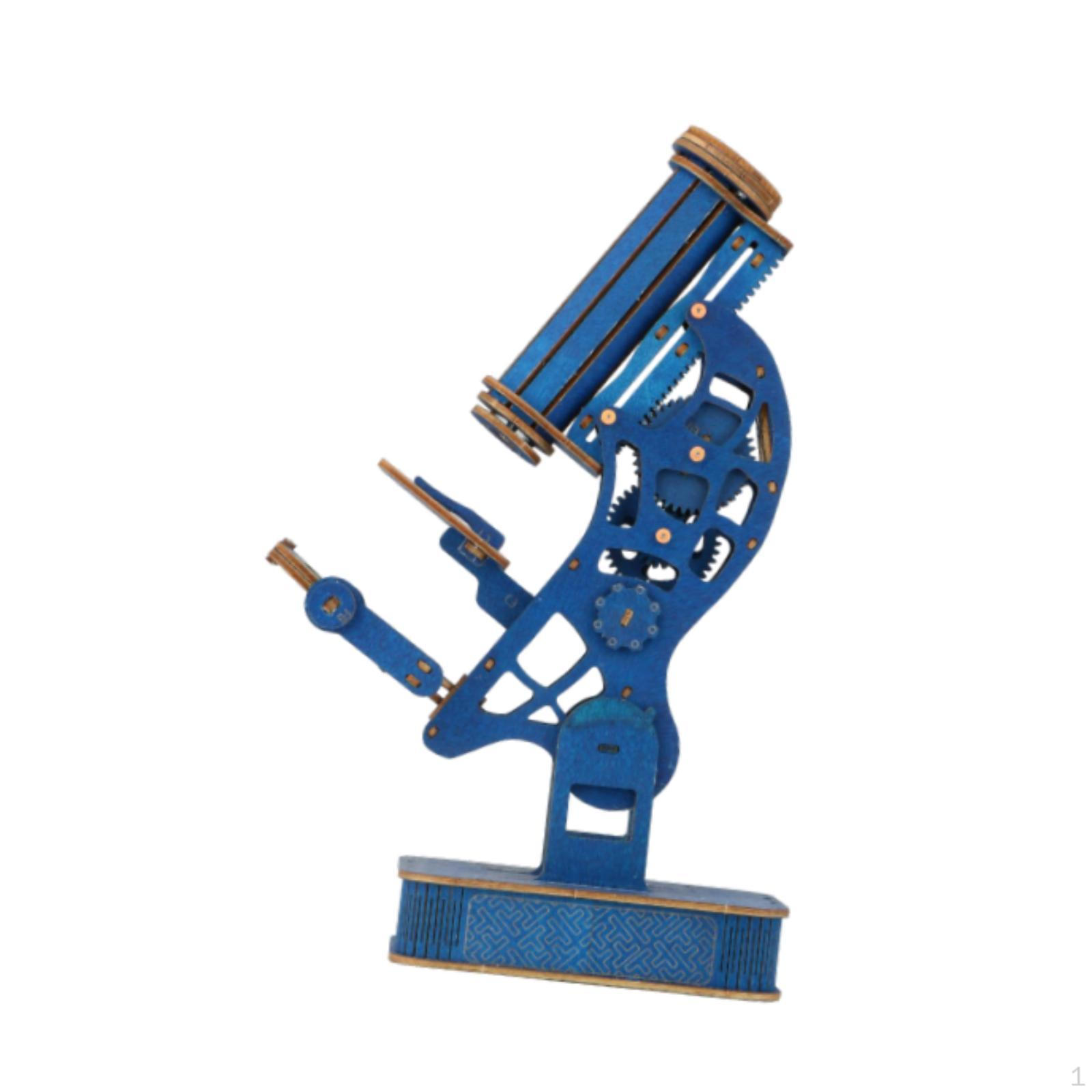 

3D Деревянный Микроскоп Головоломка Набор DIY Asssmebly Творческая Монтессори Игрушка Образовательная для Подарочных Детей синий