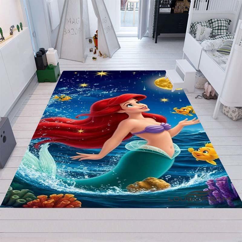 Cute Cartoon The Little Mermaid Ariel Princess Rug, Bedroom Playmat, Living Room Rug, Home Decor, Holiday Gift