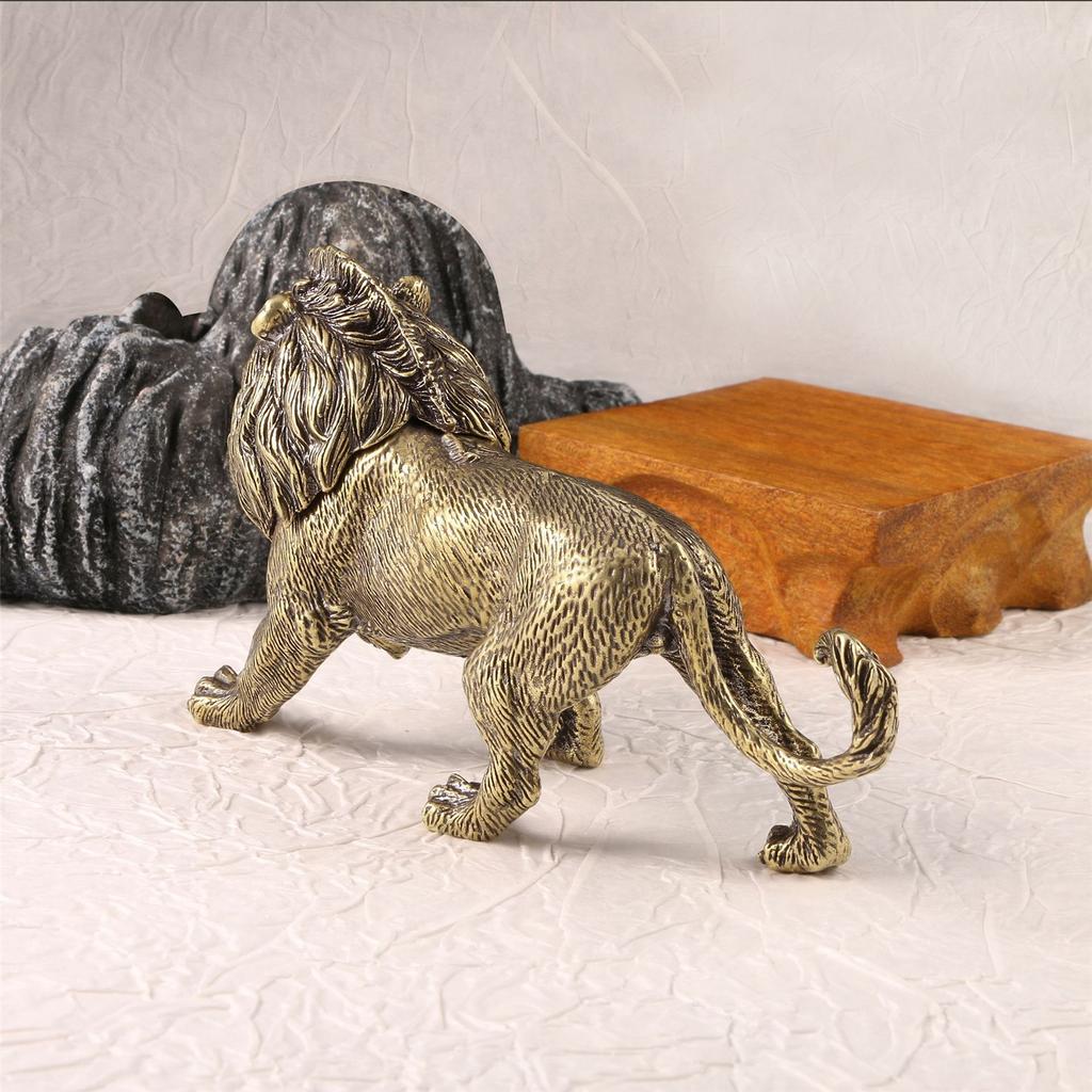 Metal Animal Figurines Lions Statues Shelf Decors Accent Lions Decorative Objects Tabletop Centerpieces for Home Decors