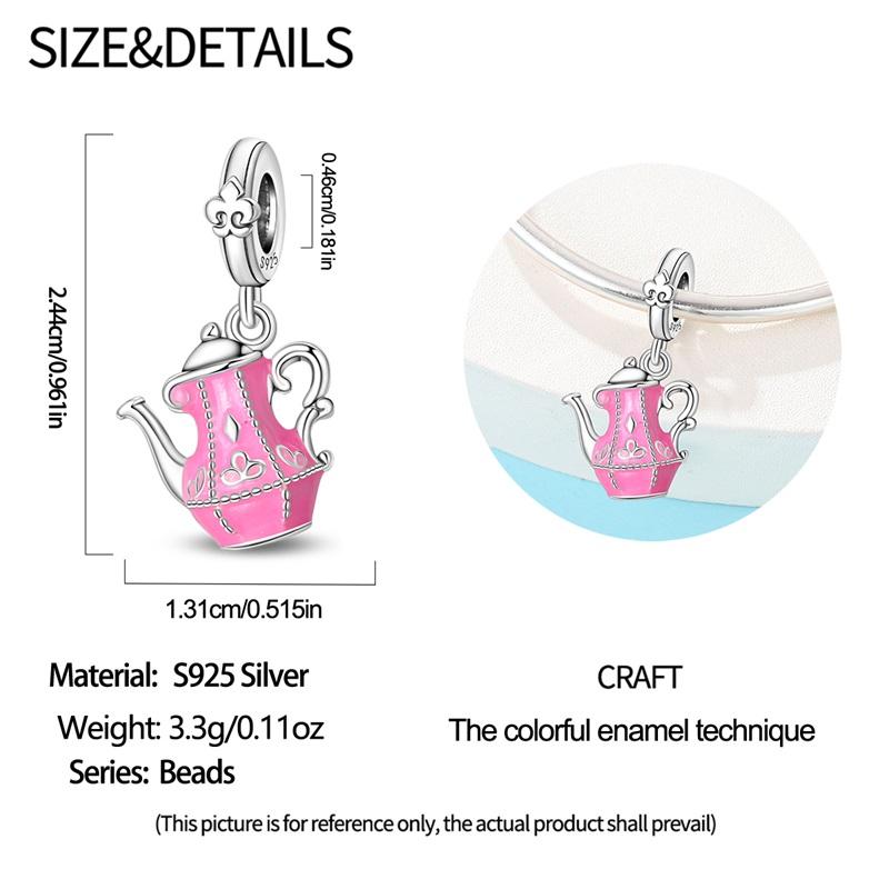 Romantische Geschirrkollektion Kupfer Weinglas Teller Anhänger Passend für Original Charm Armbänder Frauen DIY Schmuck Geschenk