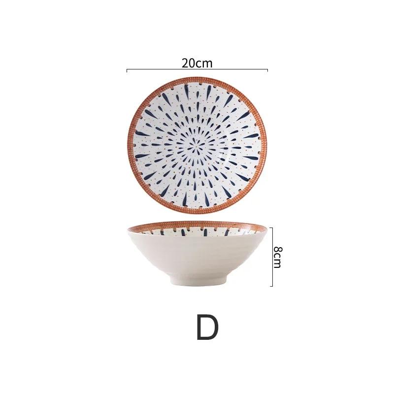 8inch Ramen Bowl Ceramic Noodle Soup Bowl Chinese Cuisine Dinnerware Porcelain Floral Rattan Dish Bowl