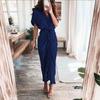 Fashion Women Elegant Turn Down Collar Shirt Dress Summer Short Sleeve with Slit Party Office Ladies Dresses