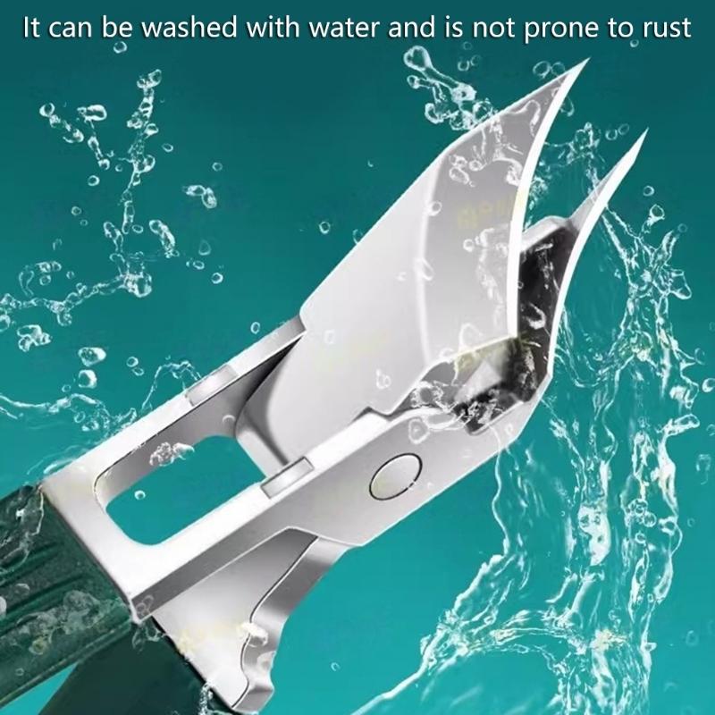 Angled Edges Slanted Nail Clippers For Thick Nail Wide Jaw Nonslip Handle Antisplash Clippings Collector Stainless Steel