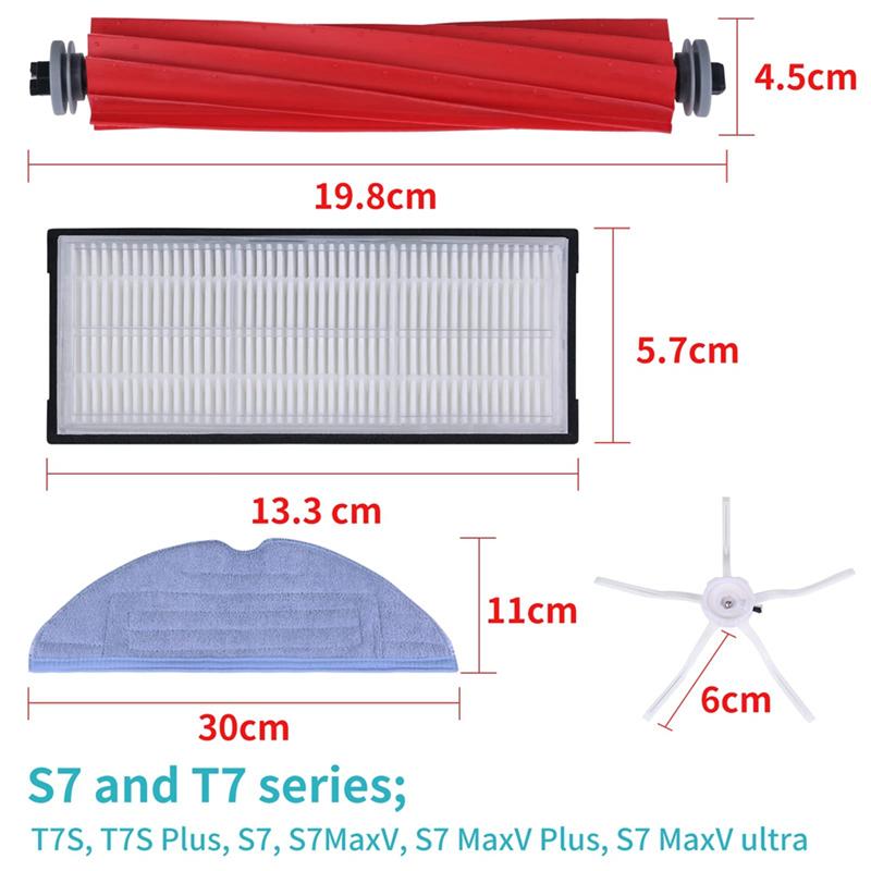A96I-Main Brush Side Brush HEPA Filter Rolling Brush For Roborock S7 S7 Plus T7S Vacuum Cleaner Accessories