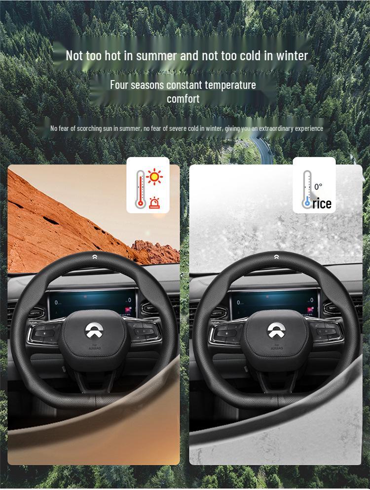 Nio Echtes Leder Lenkradbezug für EC6/ES6/ES8/ET7 – Ganzjahres, Rutschfest