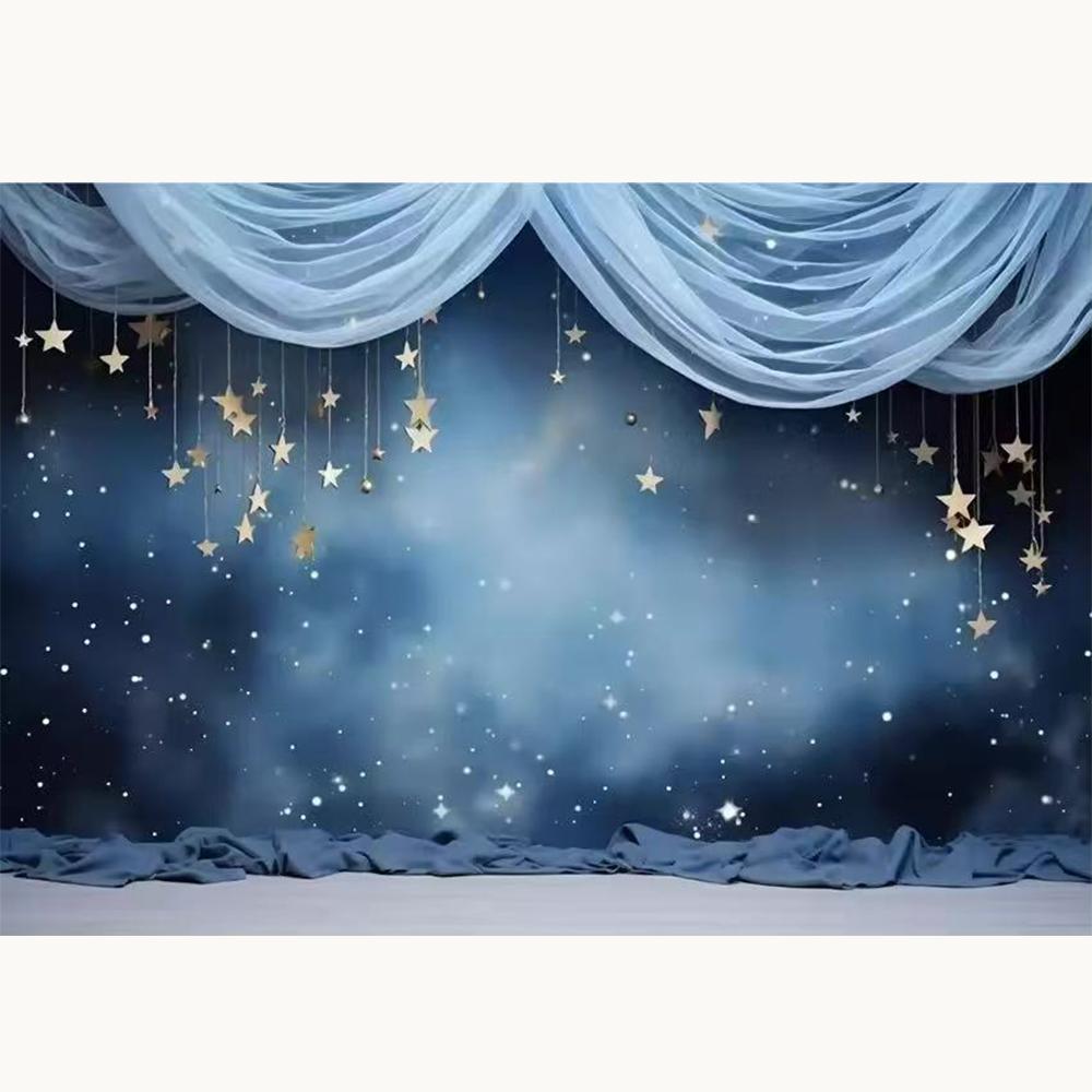 Photography Background Glitter Stars Moon Curtain Child Birthday Party Cake Smach Portrait Decor Backdrop Photo Studio