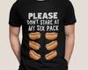 Funny Hotdog Shirt, Hot Dog Lover Gifts, Please Don't Stare At My Six Pack, Check Out My Six Pack, Sarcastic Present, Humorous T Shirt