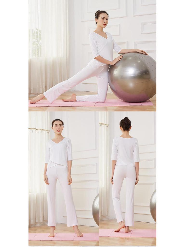 Svarta bomullsbyxor med utsvängda ben för damer, för träning - Klassisk, Folklig, Latin och Square