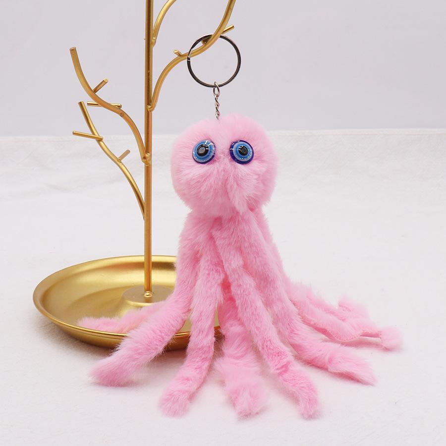 New Creative Octopus Fur Ball Keychain Cute Octopus Marine Life Plush Doll Bag Pendant Accessories