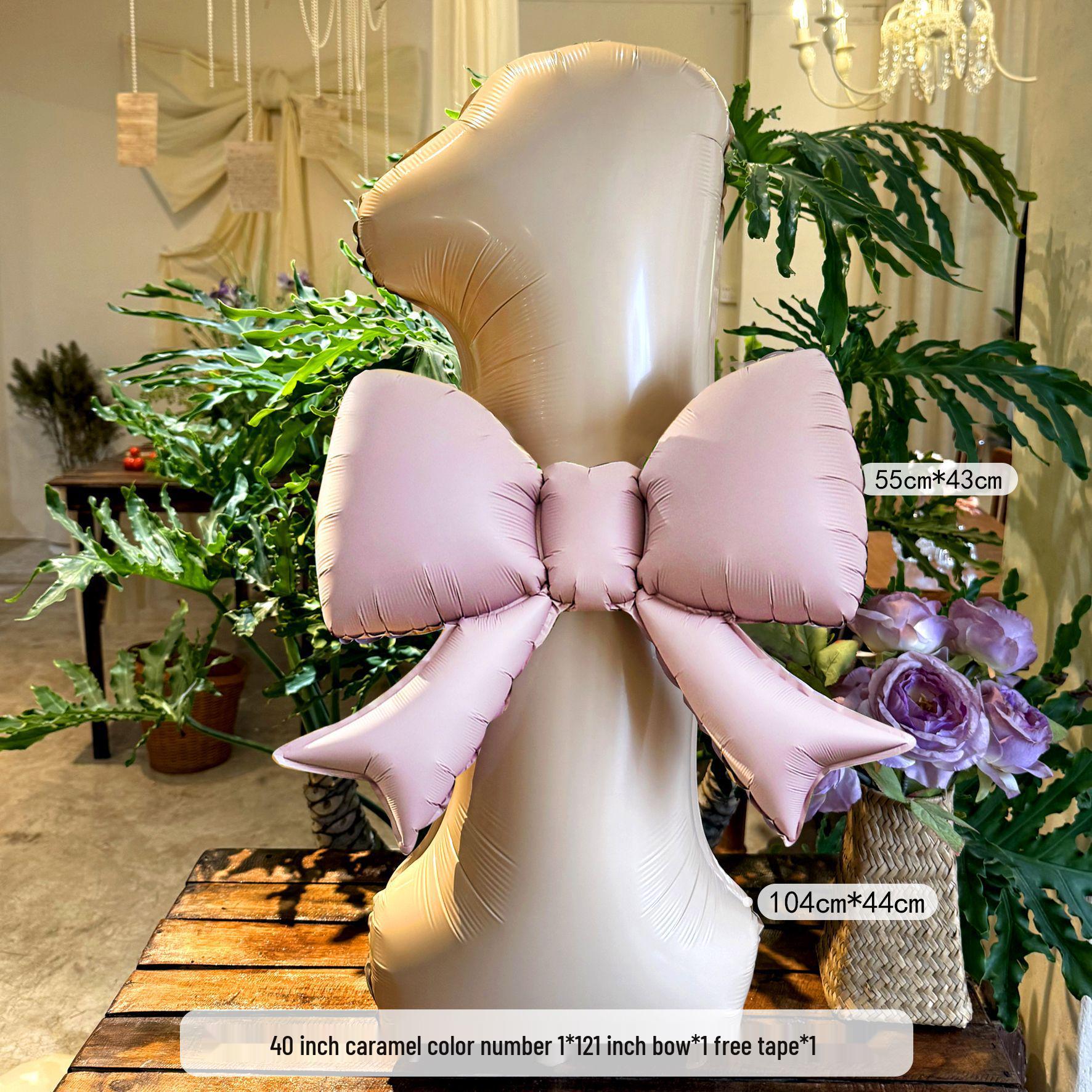 Influencer-Style Caramel Atmosphere Birthday Party Balloons with Bow Décor