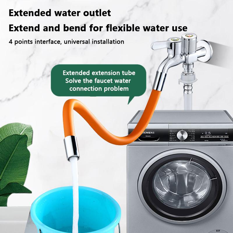 360Degree Rotation 1/2'' Faucet Extender Bathroom Adjust Free Bending Splashproof Universal Extension Tube Adapter Accessories