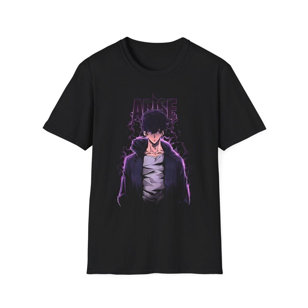 Arise Dark Anime Boy Tshirt  Purple Lightning Graphic Tee