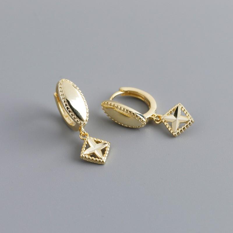 Sterling Geometric Square Stud Earrings Women Gold Plated Fashion Statement Jewelry 925 Sterling Silver