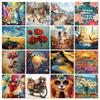 CHENISTORY Frame Painting By Numbers Landscape DIY Frame Paint By Numbers Set Flower On Canvas Animals Home Decoration