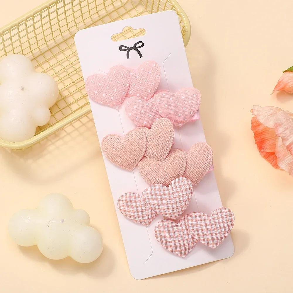 6Pcs/Set Mini Hair Clips for Girls Elegant Heart Designs Cute Headwear Lovely Kids Hair Accessories Outdoor Wear