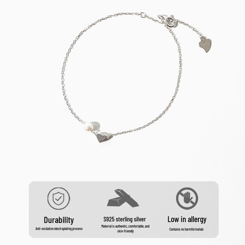 

Elegant Pearl Heart Bracelet: Women s Versatile Fashion Jewelry with Niche Design, Perfect for Best Friends