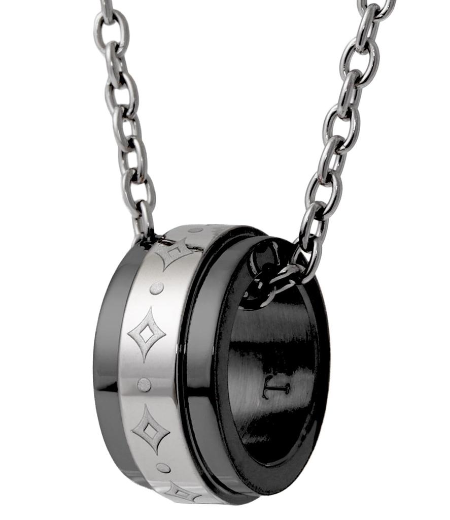 [Fe-fe] Fe-fe X Phiten Special Edition Phiten Ring, Diamond Pattern, Titanium Black, Men's Sports Necklace, Suitable for Allergy-Friendly Men