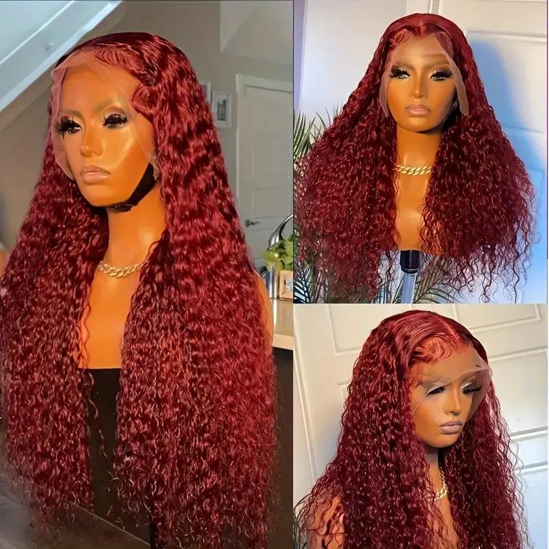 Fashionable Wine Red chemical fiber headgear foreign trade small coiled tube afro long curly wig