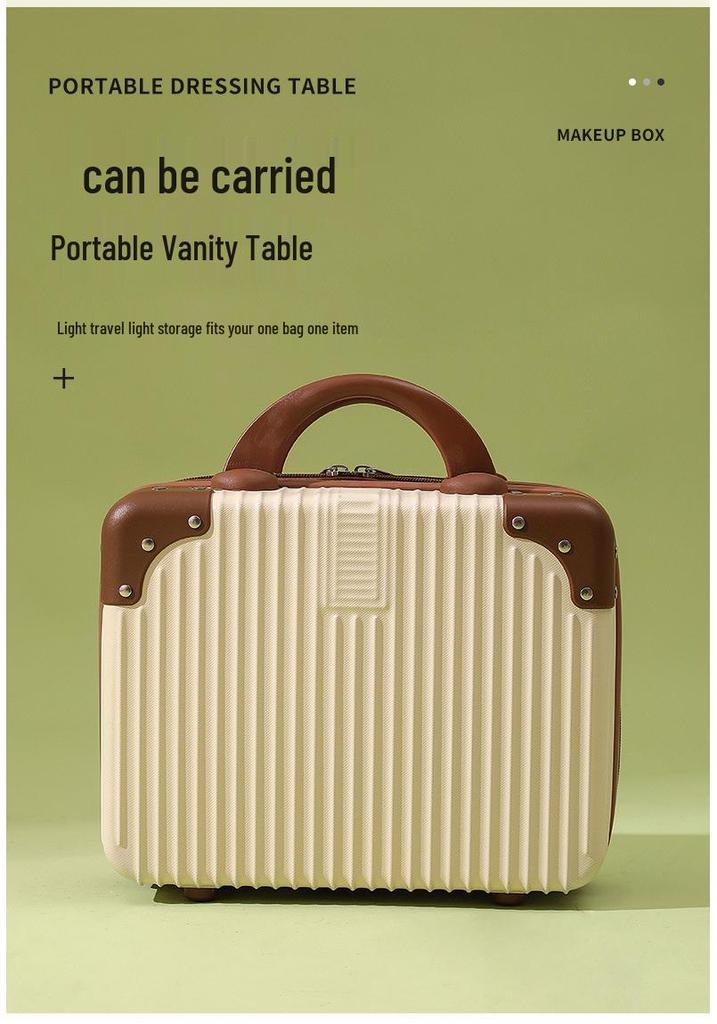 Personalized 14" Mini Makeup Suitcase: Ultra-Light Handbag with Small Gift Box and Password Lock.