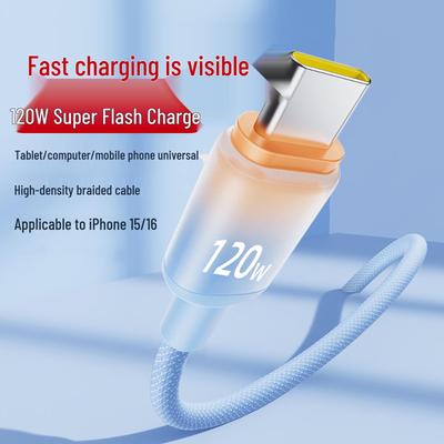 120 Вт Super Flash Charge Type-C Кабель для передачі даних, 6 А Сумісний з Apple 15/16, Huawei Honor для Автомобільної зарядки