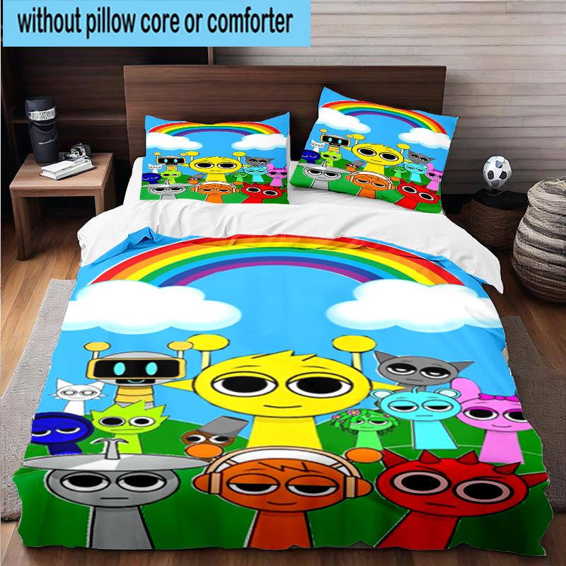 3PCS Colorful Sprun-ki Robot Party 3pcs Bedding,Including 3PCS Duvet Cover And 2pcs Pillowcases Perfect for Christmas,Ideal for Bedroom, Dormitory