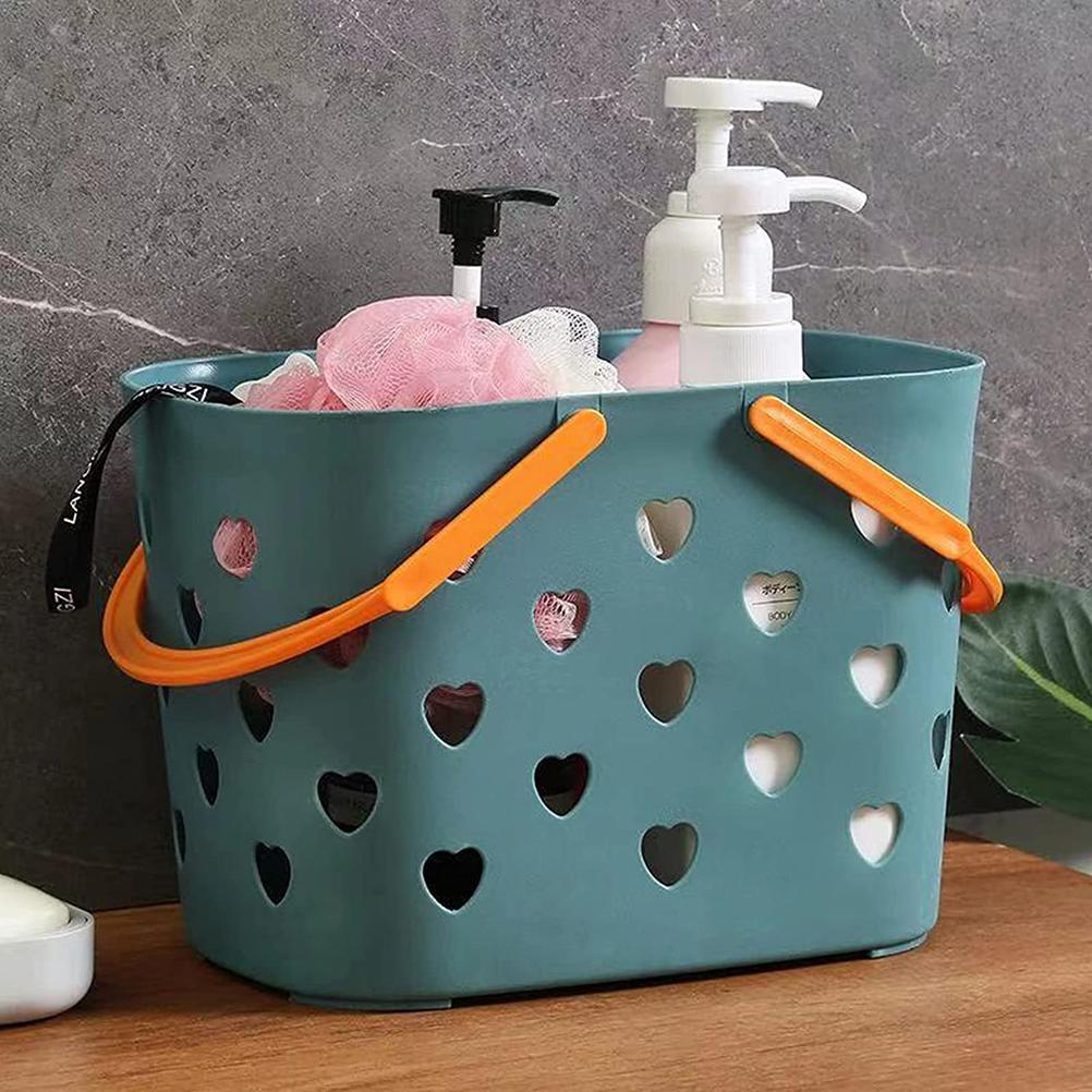 Portable Foldable Shower Basket Storage Bin Deep Green 24.5x16.5cm