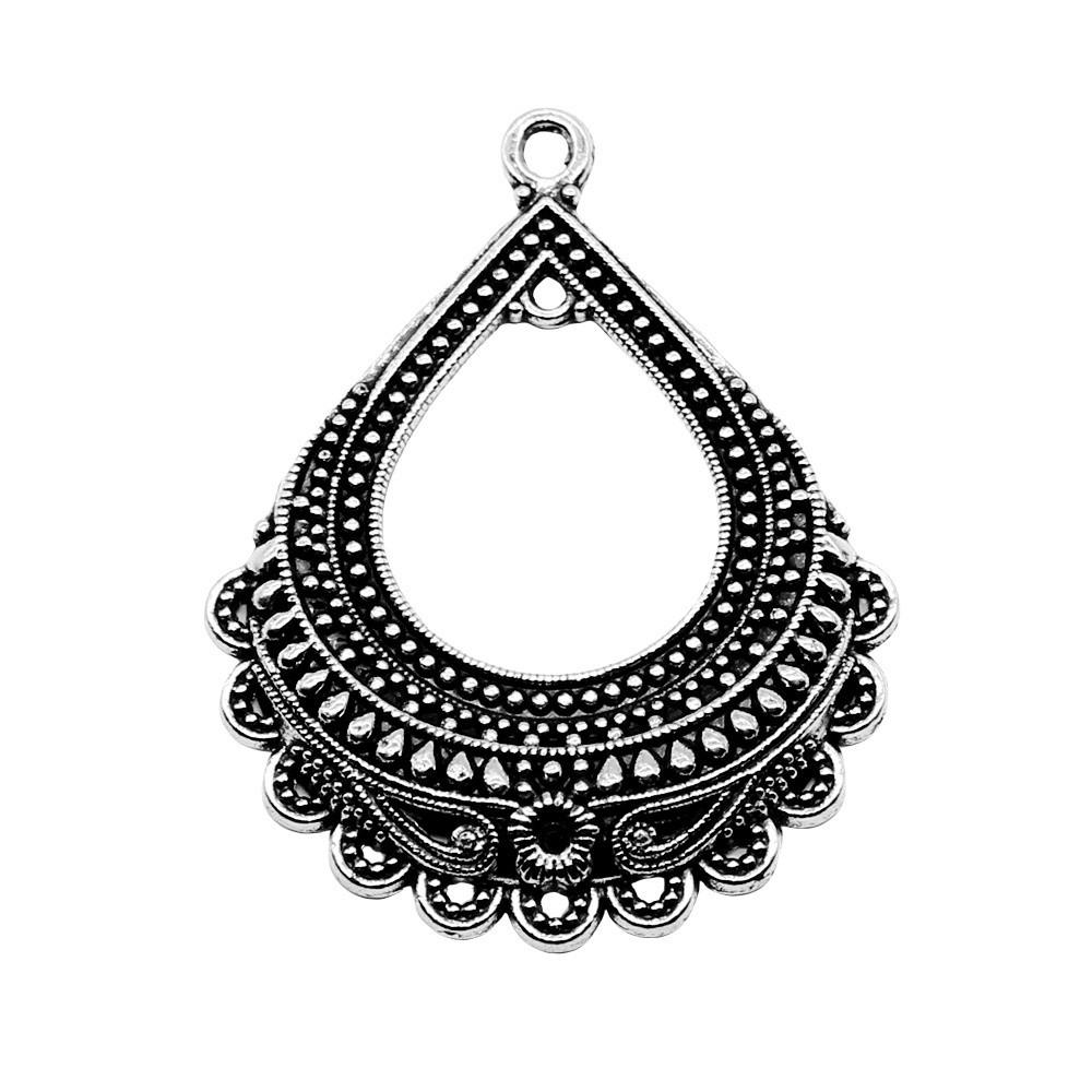 Irregular Oval Frame Connectors Moon Hammered Texture Links For Earring Making