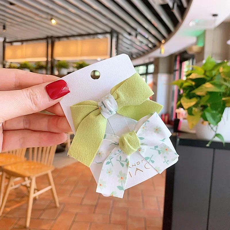 Kid Girl's Hairpin Floral Print Candy Color Bowknot Hair Clip Accessories for Girls Teens Butterfly Hair Clip