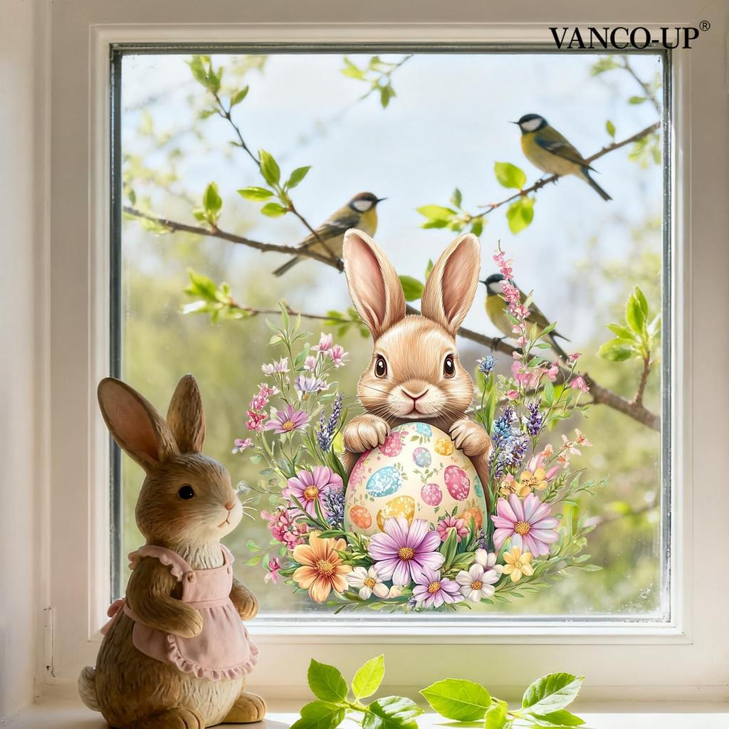 9 Sheets Summer Window Clings Stickers Double-Sided Window Decals Tropical Flamingo Green Plants Coconut Tree Designs Summer Hawaii Colorful Flower