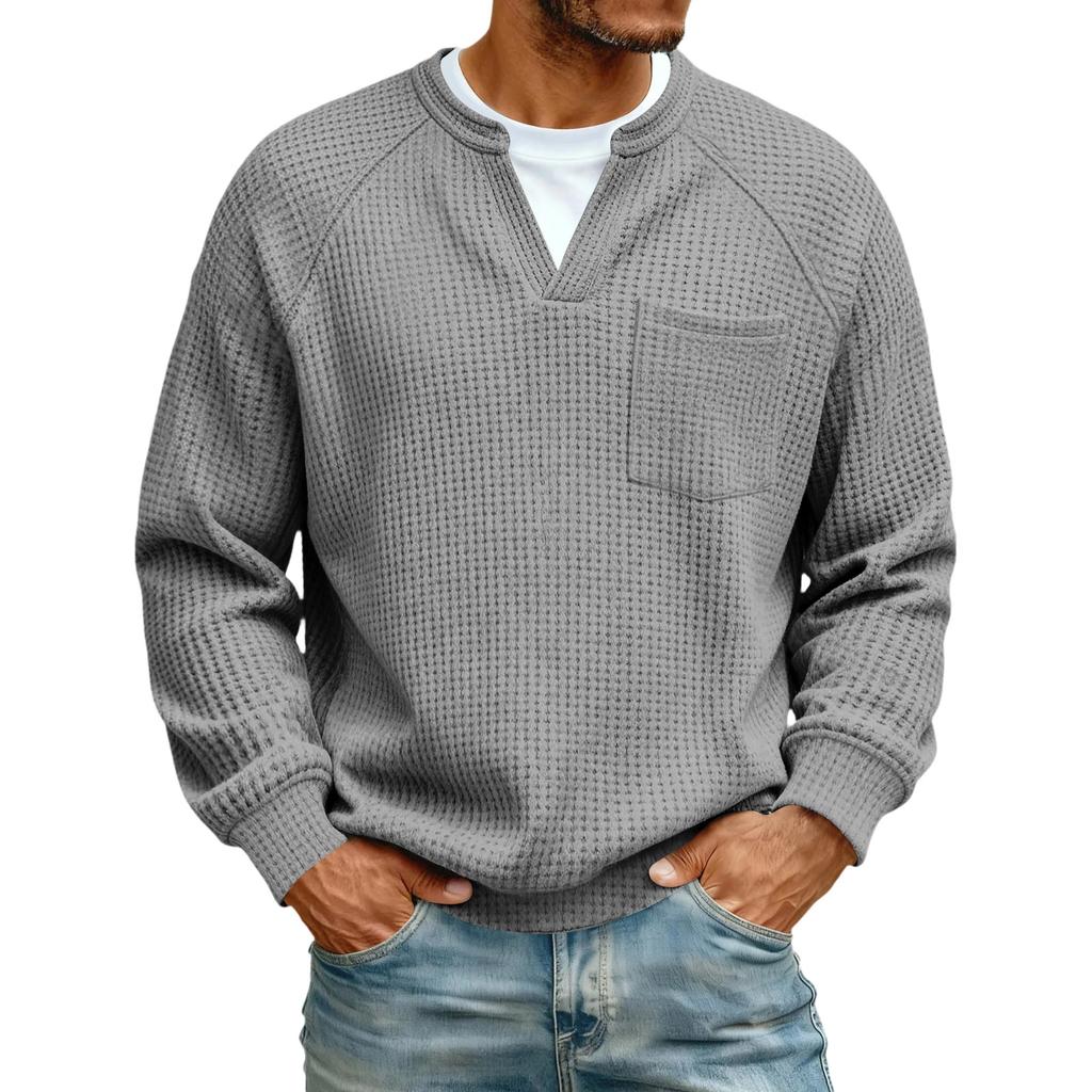 Herren V-Ausschnitt Lässiger Hoodie mit Tasche