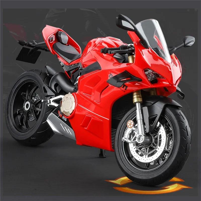 Large Size 1/9 Scale Ducatis Panigale V4S Alloy Racing Motorcycle Simulation Diecast Metal Street Motorcycle Model With Light Kid Gift