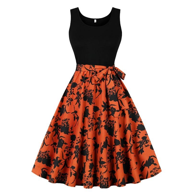 Summer New Retro Vest Collar Sleeveless Black Spelling Print Pendulum Jumpsuit