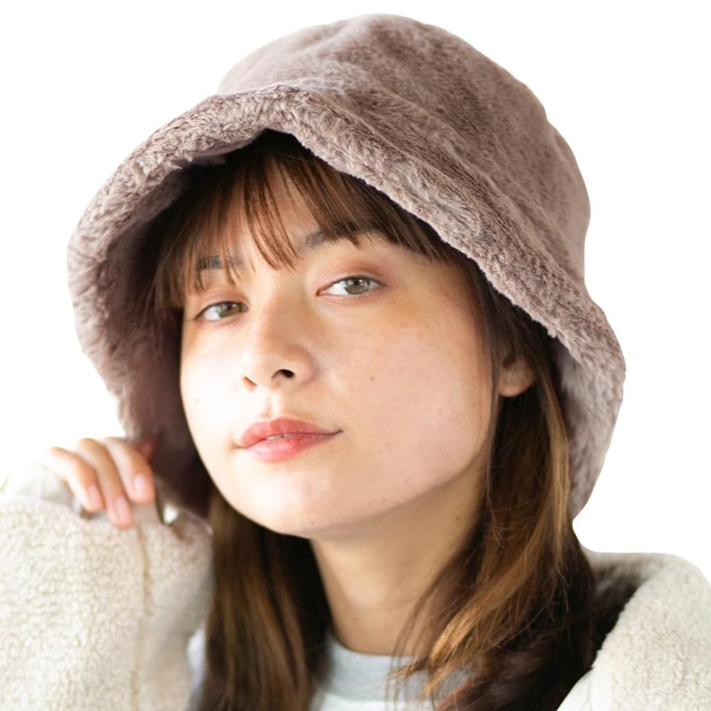 Fur Bucket Hat for Available In and and Solid Product Women's Fall/Winter, Black, Mocha, Ivory. Warm, Thick, Colors. Code Chat0796-mo /