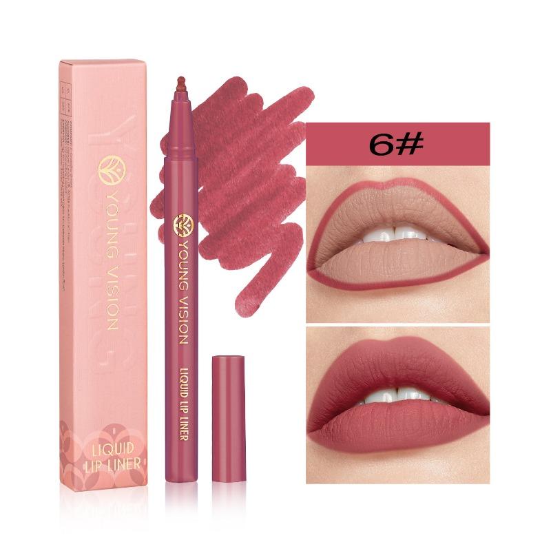 YOUNG VISION Matte Liquid Lip Liner Sponge Gourd Head Matte Nude Waterproof Lip Glaze Lippenstiftstift