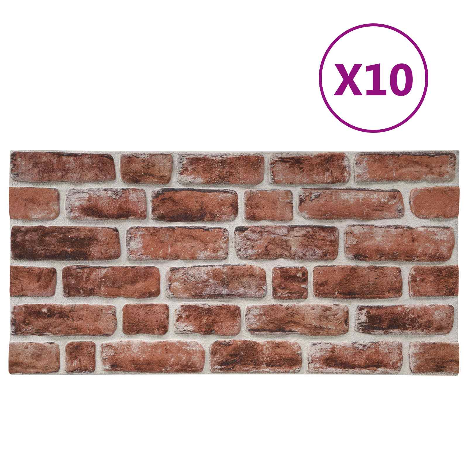 Wandpaneele 10 Stück Dunkelbraun und Weiß 100 x 50 cm EPS-Schaumstoff